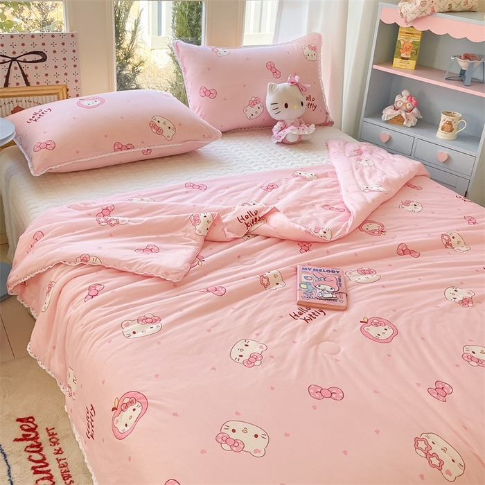 91家纺网 家纺一手货源 找家纺 2026新款A类针织棉被芯夏凉被春秋被冬被儿童学生成人冬被加厚被子大豆被—影棚图 蝴蝶结小猫