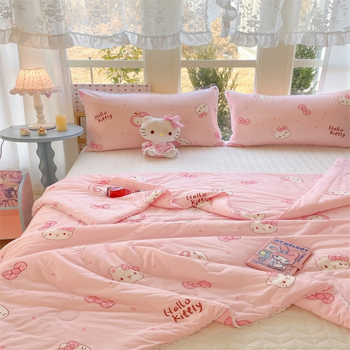 91家纺网 家纺一手货源 找家纺 2026新款A类针织棉被芯夏凉被春秋被冬被儿童学生成人冬被加厚被子大豆被—影棚图 蝴蝶结小猫