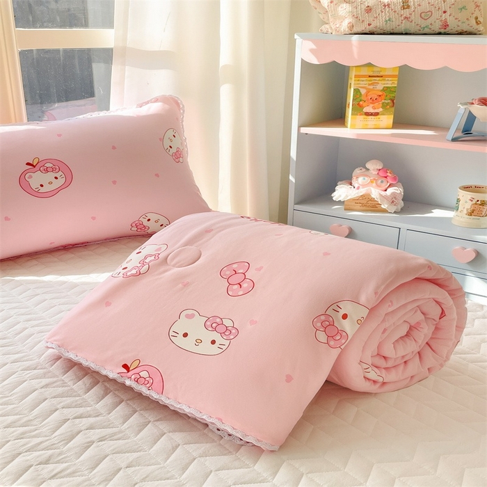 91家纺网 家纺一手货源 找家纺 2026新款A类针织棉被芯夏凉被春秋被冬被儿童学生成人冬被加厚被子大豆被—影棚图 蝴蝶结小猫