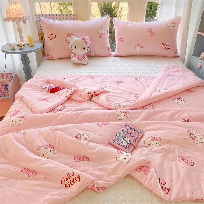 91家纺网 家纺一手货源 找家纺 2026新款A类针织棉被芯夏凉被春秋被冬被儿童学生成人冬被加厚被子大豆被—影棚图 蝴蝶结小猫