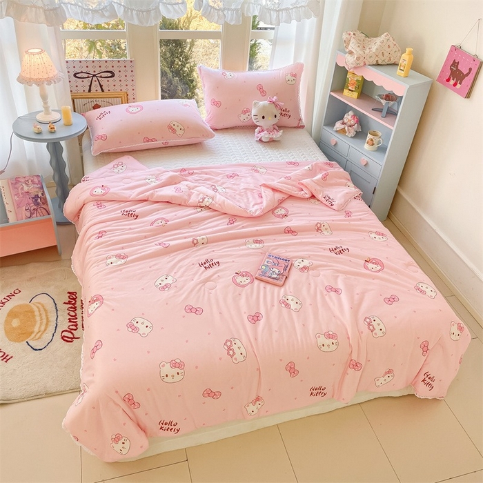 91家纺网 家纺一手货源 找家纺 2026新款A类针织棉被芯夏凉被春秋被冬被儿童学生成人冬被加厚被子大豆被—影棚图 蝴蝶结小猫