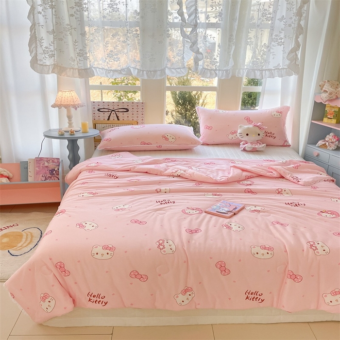 91家纺网 家纺一手货源 找家纺 2026新款A类针织棉被芯夏凉被春秋被冬被儿童学生成人冬被加厚被子大豆被—影棚图 蝴蝶结小猫