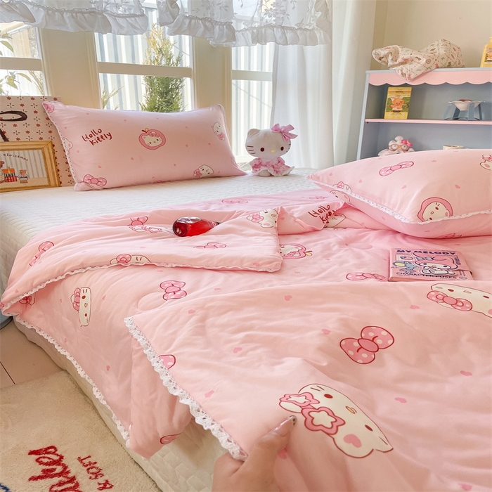 91家纺网 家纺一手货源 找家纺 2026新款A类针织棉被芯夏凉被春秋被冬被儿童学生成人冬被加厚被子大豆被—影棚图 蝴蝶结小猫