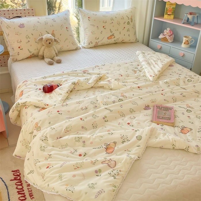 91家纺网 家纺一手货源 找家纺 2026新款A类针织棉被芯夏凉被春秋被冬被儿童学生成人冬被加厚被子大豆被—影棚图 南瓜小兔