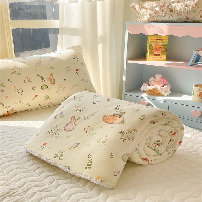 91家纺网 家纺一手货源 找家纺 2026新款A类针织棉被芯夏凉被春秋被冬被儿童学生成人冬被加厚被子大豆被—影棚图 南瓜小兔