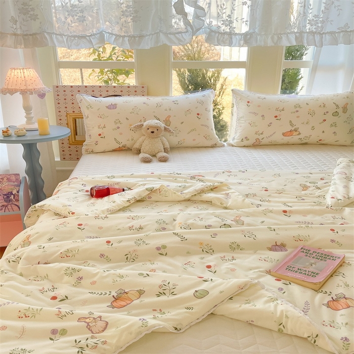 91家纺网 家纺一手货源 找家纺 2026新款A类针织棉被芯夏凉被春秋被冬被儿童学生成人冬被加厚被子大豆被—影棚图 南瓜小兔