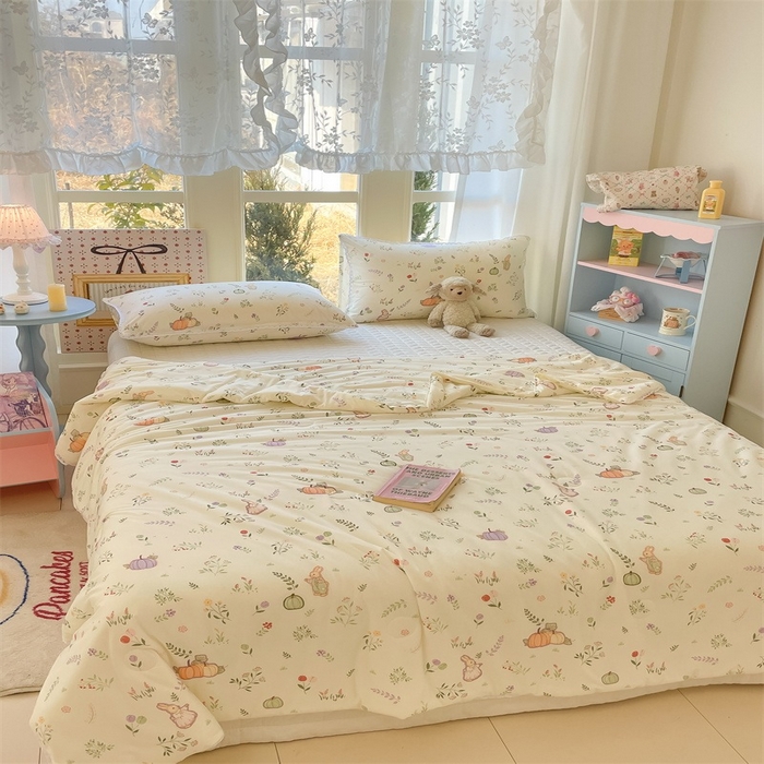 91家纺网 家纺一手货源 找家纺 2026新款A类针织棉被芯夏凉被春秋被冬被儿童学生成人冬被加厚被子大豆被—影棚图 南瓜小兔