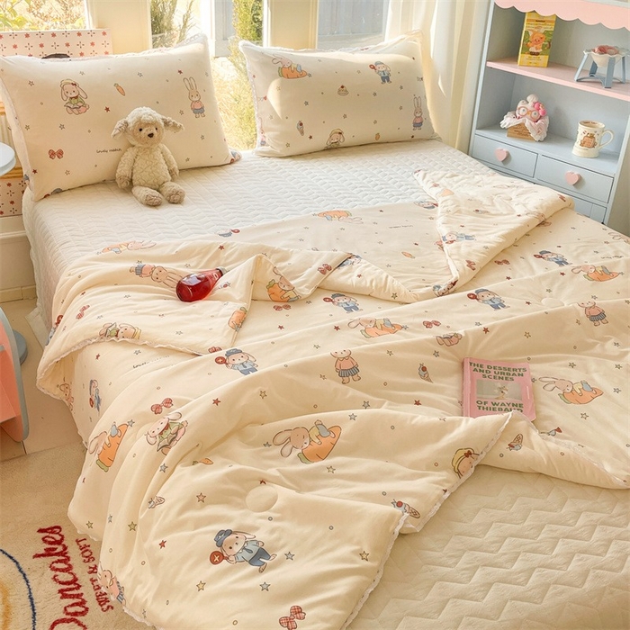 91家纺网 家纺一手货源 找家纺 2026新款A类针织棉被芯夏凉被春秋被冬被儿童学生成人冬被加厚被子大豆被—影棚图 兔子乐园