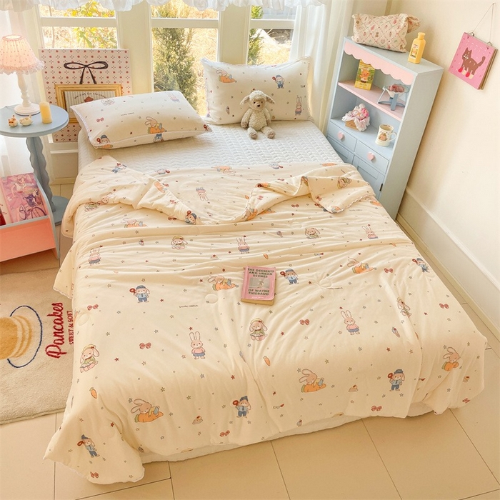 91家纺网 家纺一手货源 找家纺 2026新款A类针织棉被芯夏凉被春秋被冬被儿童学生成人冬被加厚被子大豆被—影棚图 兔子乐园