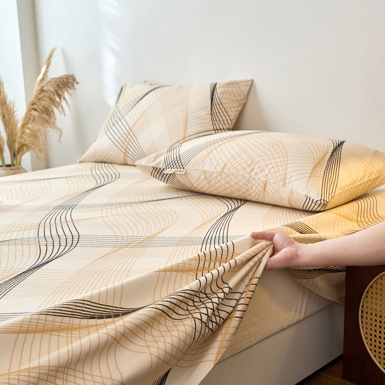 91家纺网 家纺一手货源 找家纺 春皖家纺 2026春夏新品简约款老粗布系列床单单品床单床单单件 月白