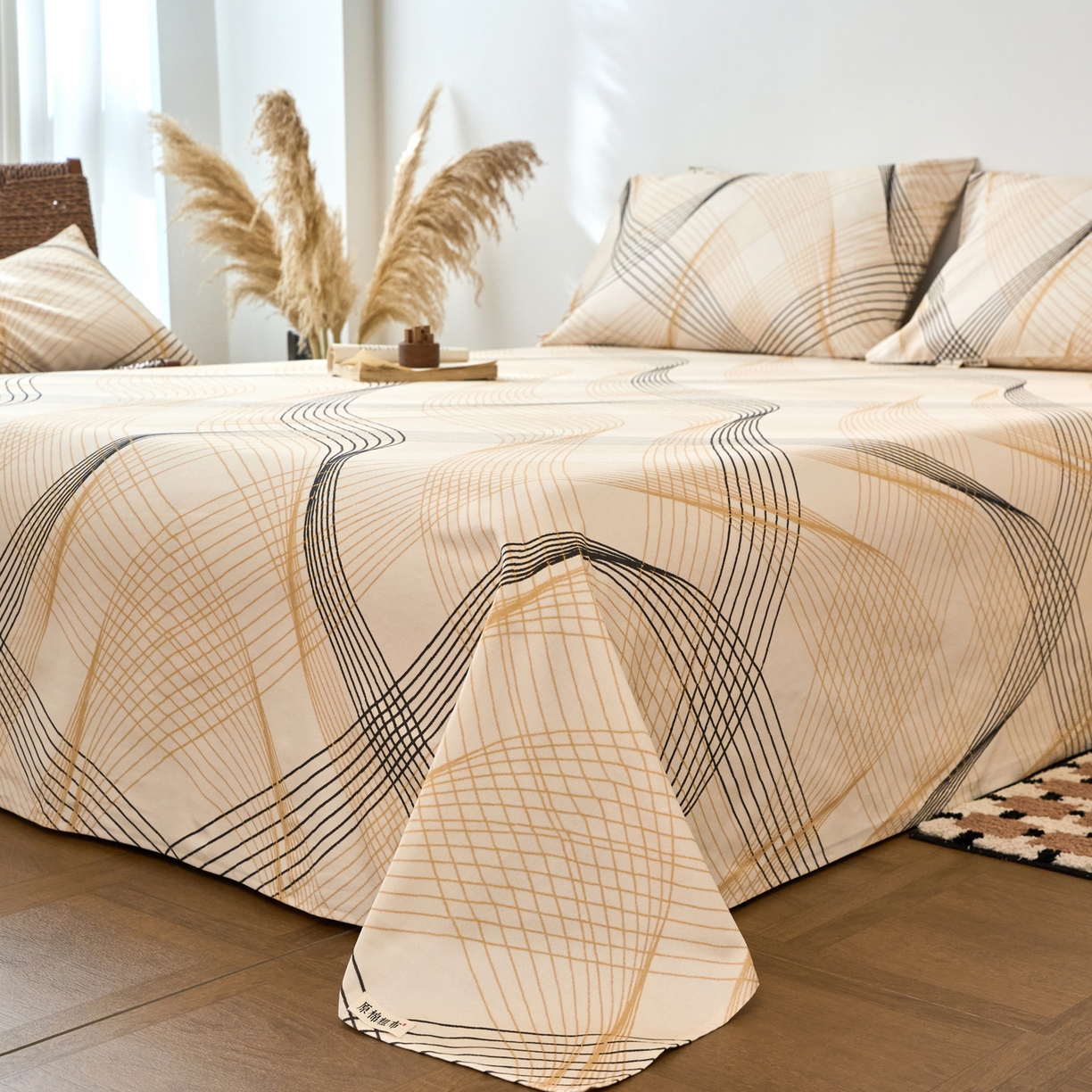 91家纺网 家纺一手货源 找家纺 春皖家纺 2026春夏新品简约款老粗布系列床单单品床单床单单件 月白