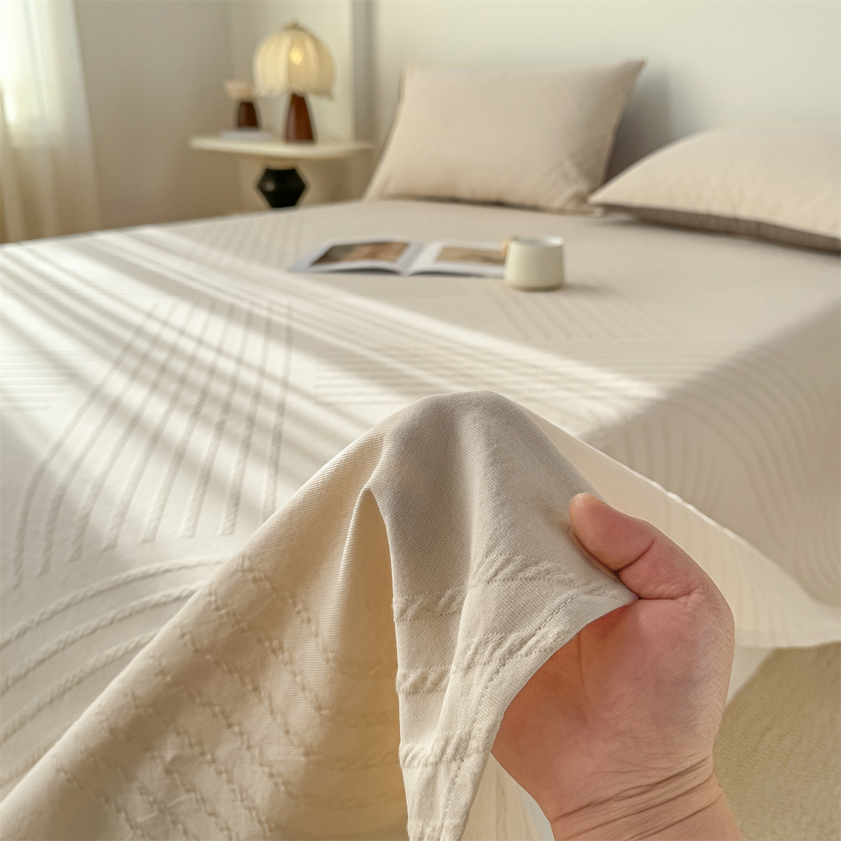 91家纺网 家纺一手货源 找家纺 （总）女子家纺 2026新款全棉厚织三层水洗色织提花床单