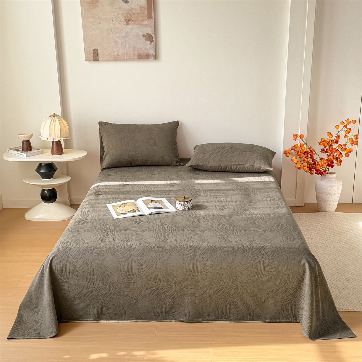 91家纺网 家纺一手货源 找家纺 （总）女子家纺 2026新款全棉厚织三层水洗色织提花床单