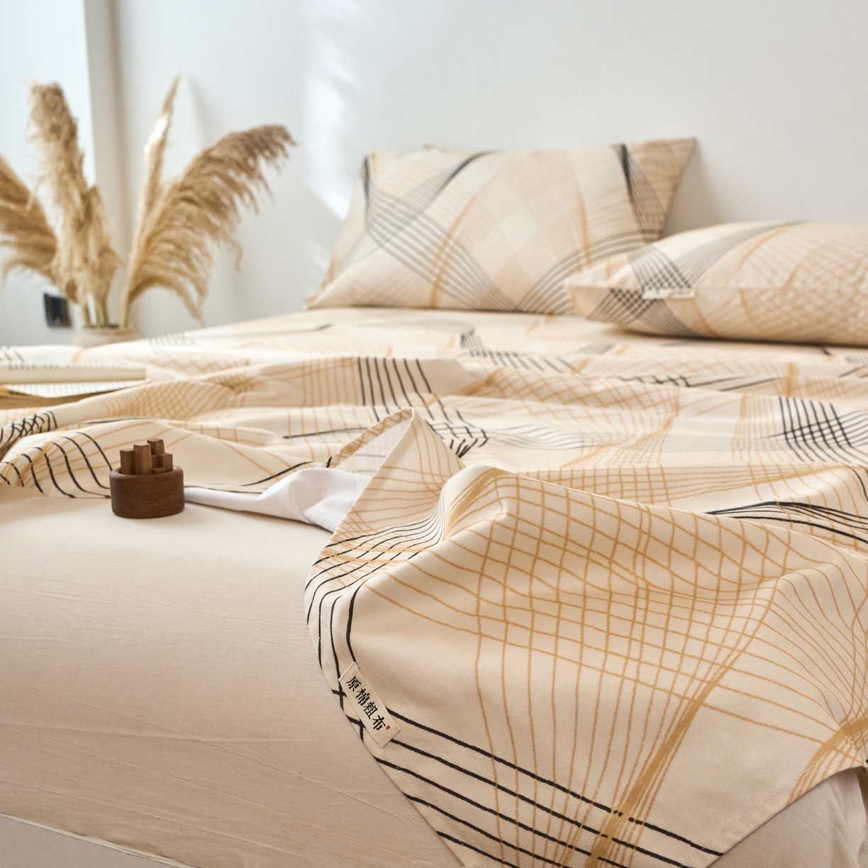 91家纺网 家纺一手货源 找家纺 春皖家纺 2026春夏新品简约款老粗布系列床单单品床单床单单件 月白