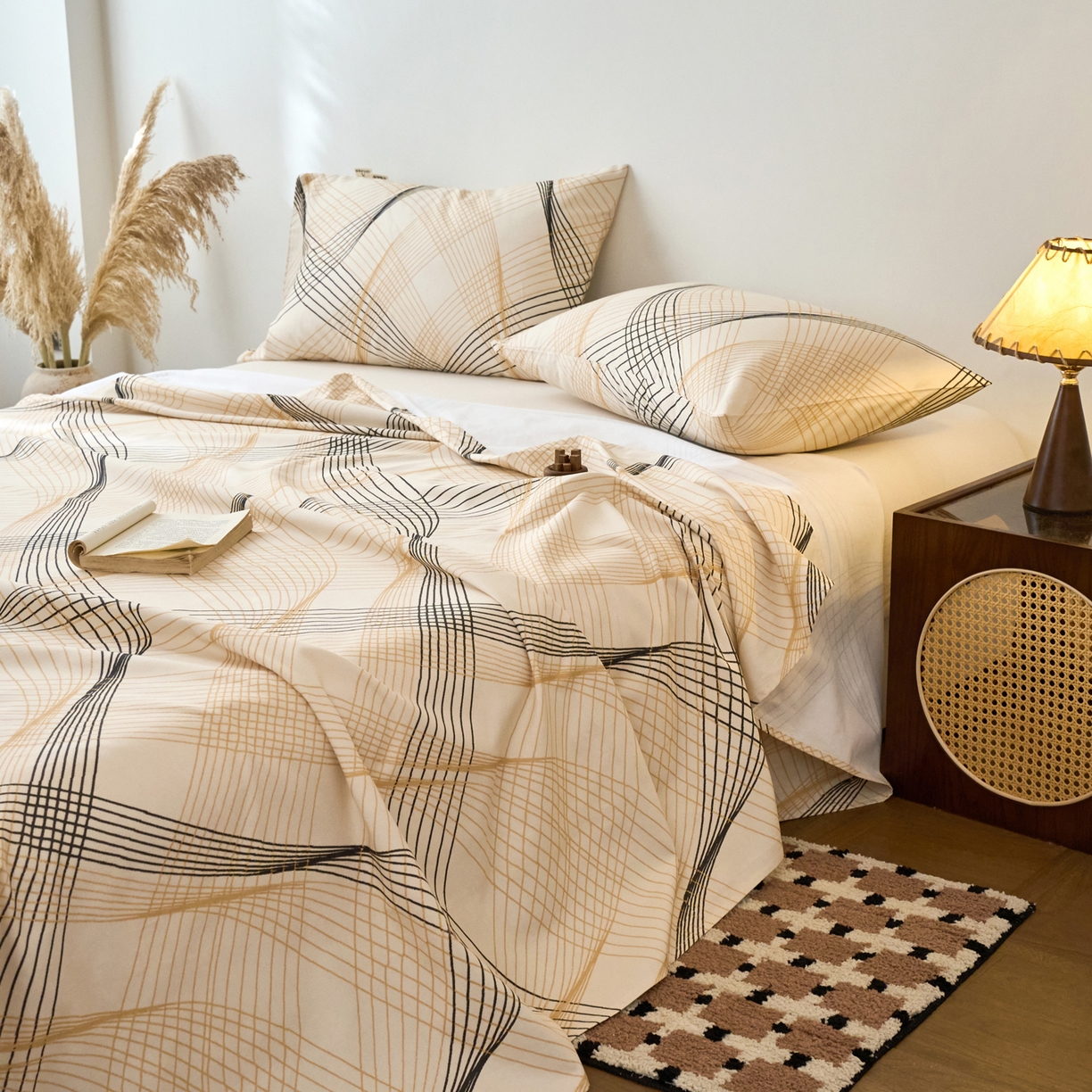 91家纺网 家纺一手货源 找家纺 春皖家纺 2026春夏新品简约款老粗布系列床单单品床单床单单件 月白