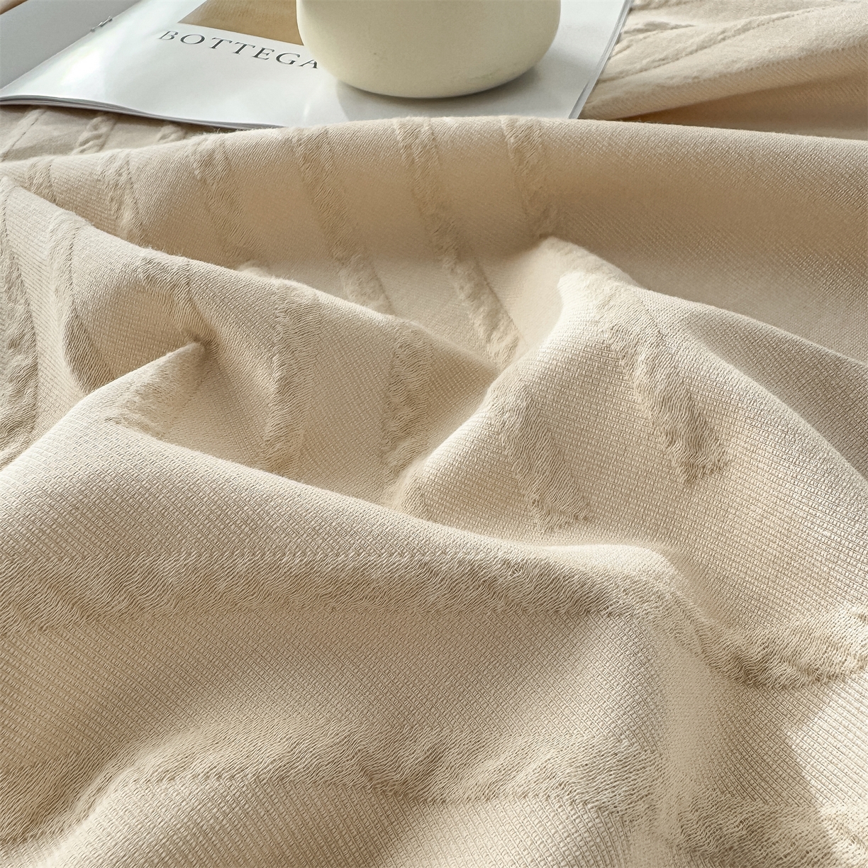 91家纺网 家纺一手货源 找家纺 （总）女子家纺 2026新款全棉厚织三层水洗色织提花床单