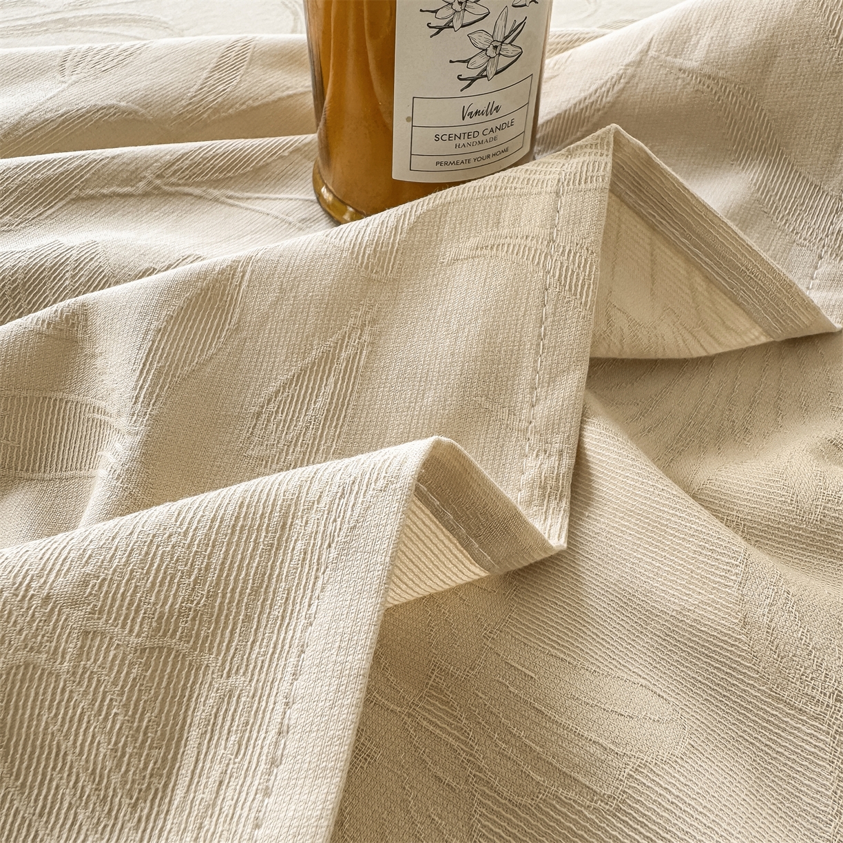 91家纺网 家纺一手货源 找家纺 女子家纺 2026新款全棉厚织三层水洗色织提花床单 芳菲-可可奶咖