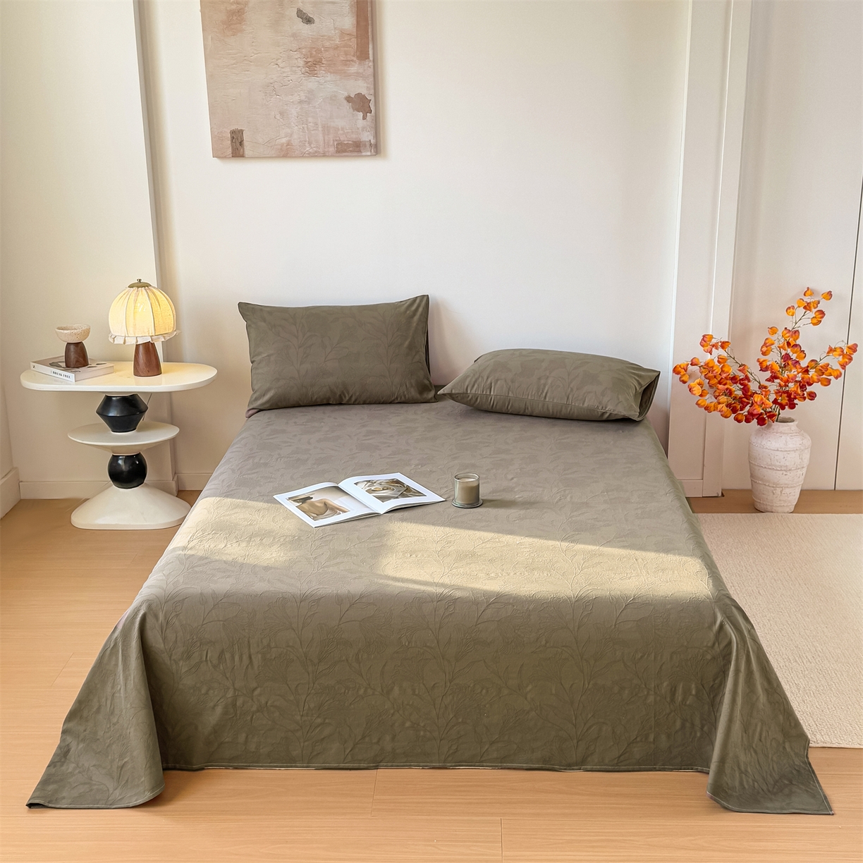 91家纺网 家纺一手货源 找家纺 （总）女子家纺 2026新款全棉厚织三层水洗色织提花床单