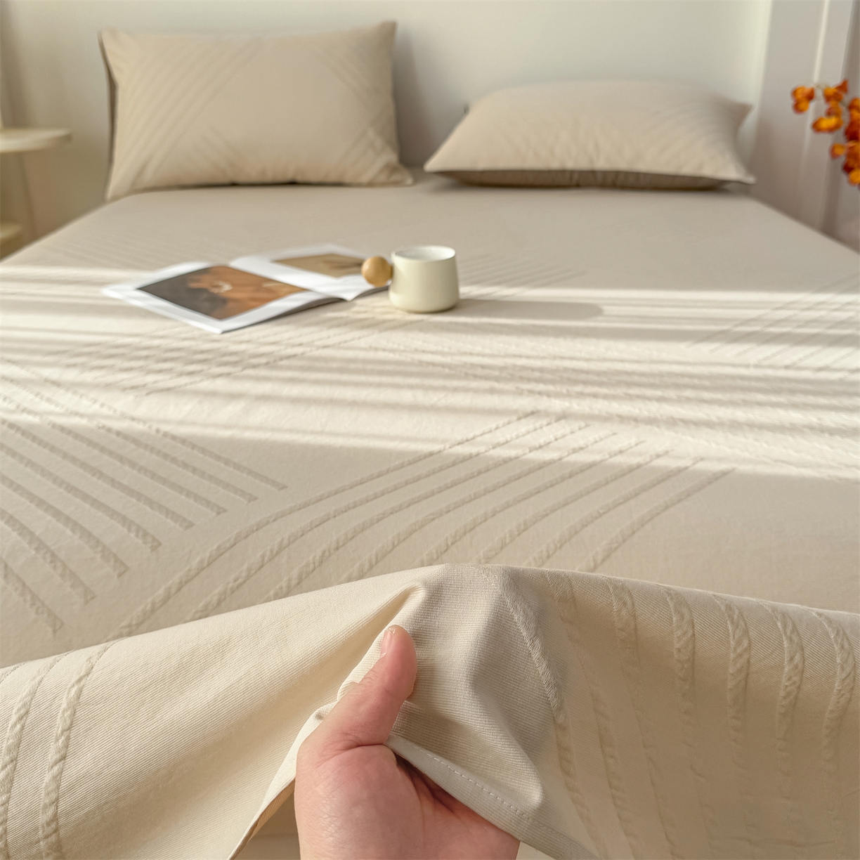 91家纺网 家纺一手货源 找家纺 （总）女子家纺 2026新款全棉厚织三层水洗色织提花床单