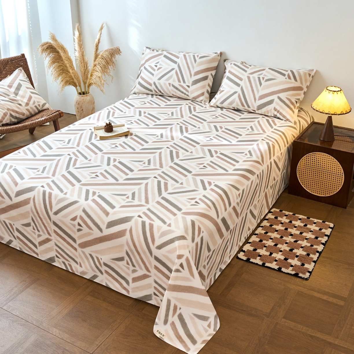 91家纺网 家纺一手货源 找家纺 春皖家纺 2026春夏新品简约款老粗布系列床单单品床单床单单件 云帆Y