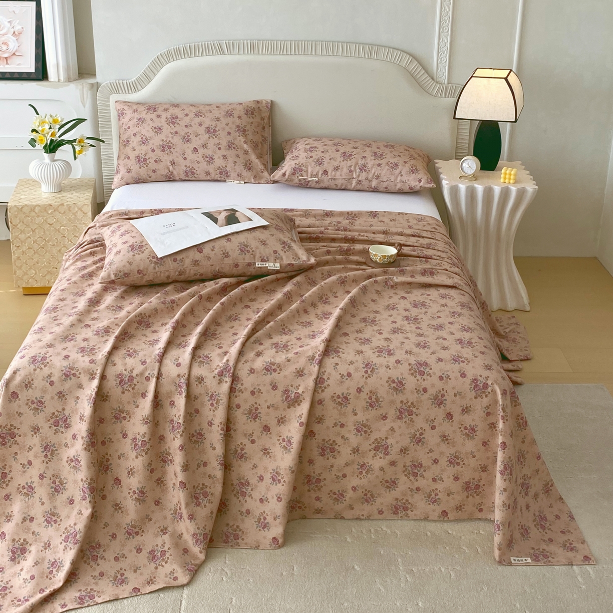 91家纺网 家纺一手货源 找家纺 春皖家纺 2026春夏新品简约款老粗布系列床单单品床单床单单件 云裳