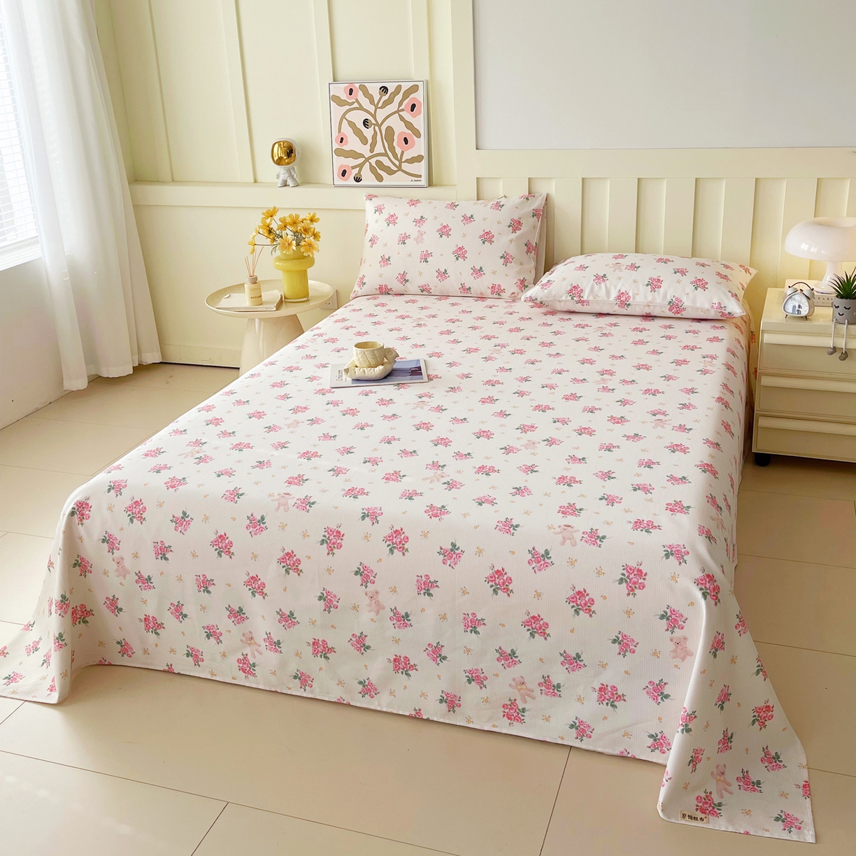 91家纺网 家纺一手货源 找家纺 春皖家纺 2026春夏新品简约款老粗布系列床单单品床单床单单件 芝甜