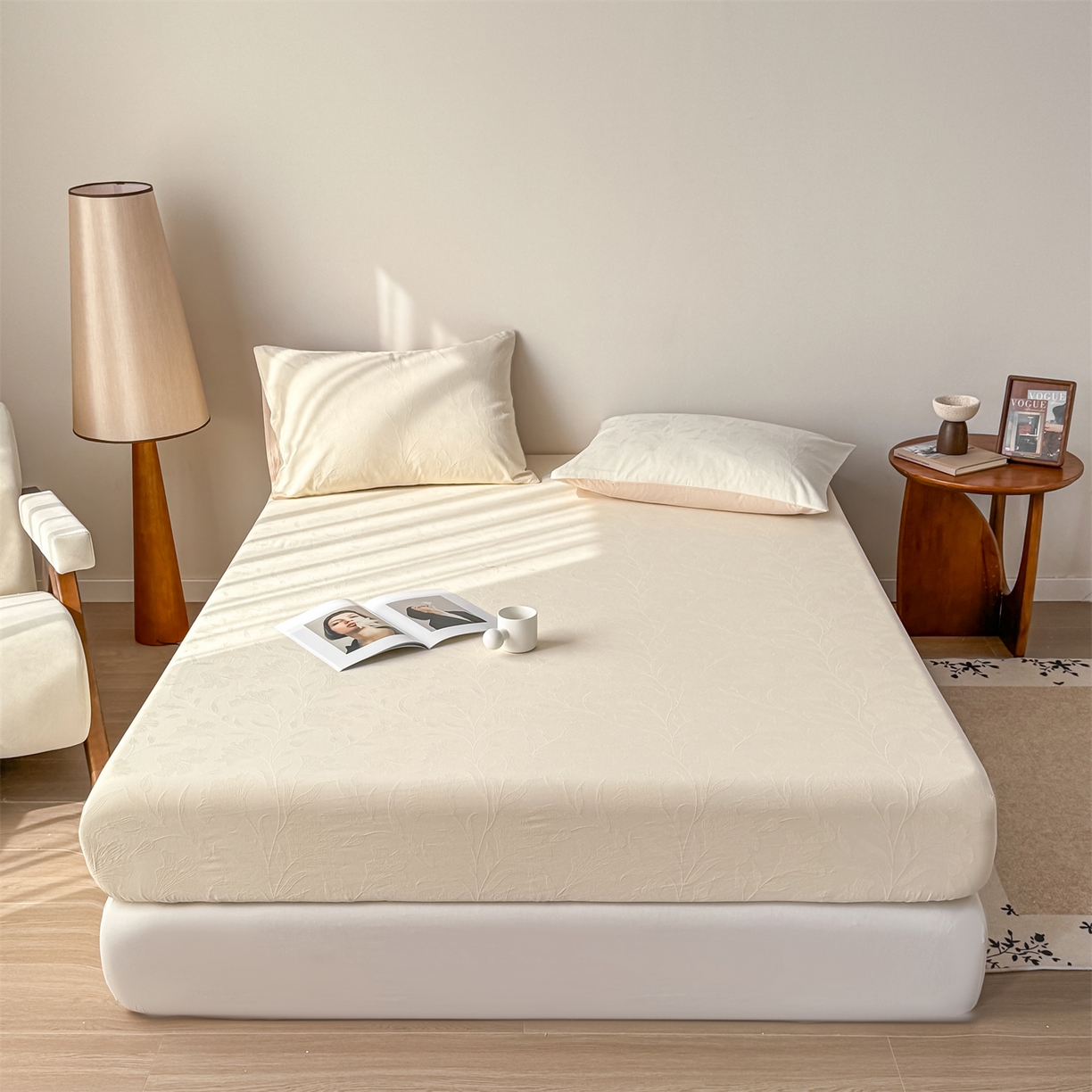 91家纺网 家纺一手货源 找家纺 （总）女子家纺 2026新款全棉厚织三层水洗色织提花床笠