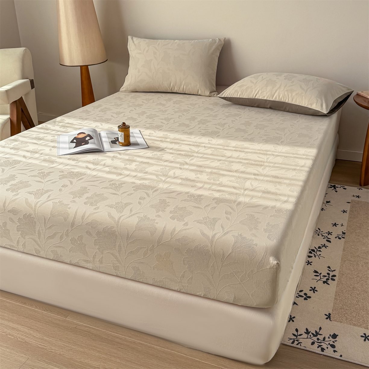 91家纺网 家纺一手货源 找家纺 （总）女子家纺 2026新款全棉厚织三层水洗色织提花床笠