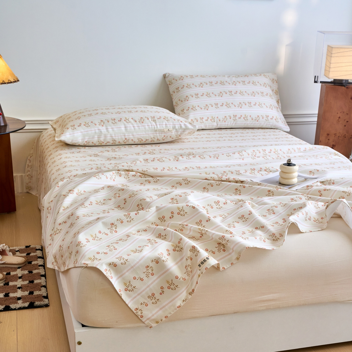 91家纺网 家纺一手货源 找家纺 春皖家纺 2026春夏新品简约款老粗布系列床单单品床单床单单件 知否