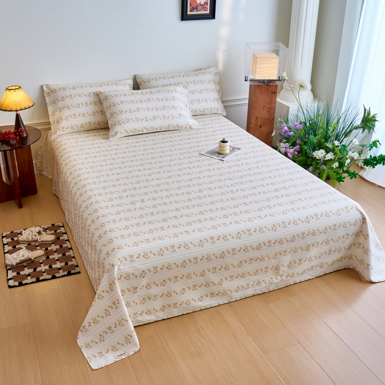 91家纺网 家纺一手货源 找家纺 春皖家纺 2026春夏新品简约款老粗布系列床单单品床单床单单件 知否