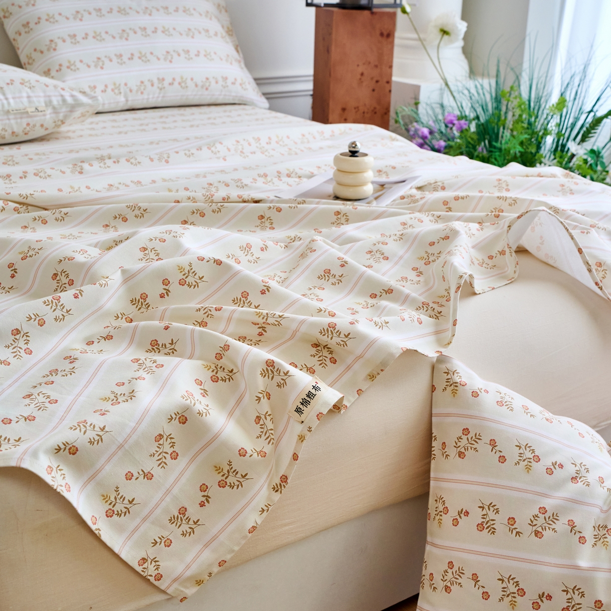 91家纺网 家纺一手货源 找家纺 春皖家纺 2026春夏新品简约款老粗布系列床单单品床单床单单件 知否