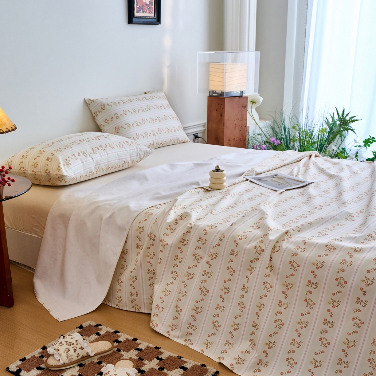 91家纺网 家纺一手货源 找家纺 春皖家纺 2026春夏新品简约款老粗布系列床单单品床单床单单件 知否