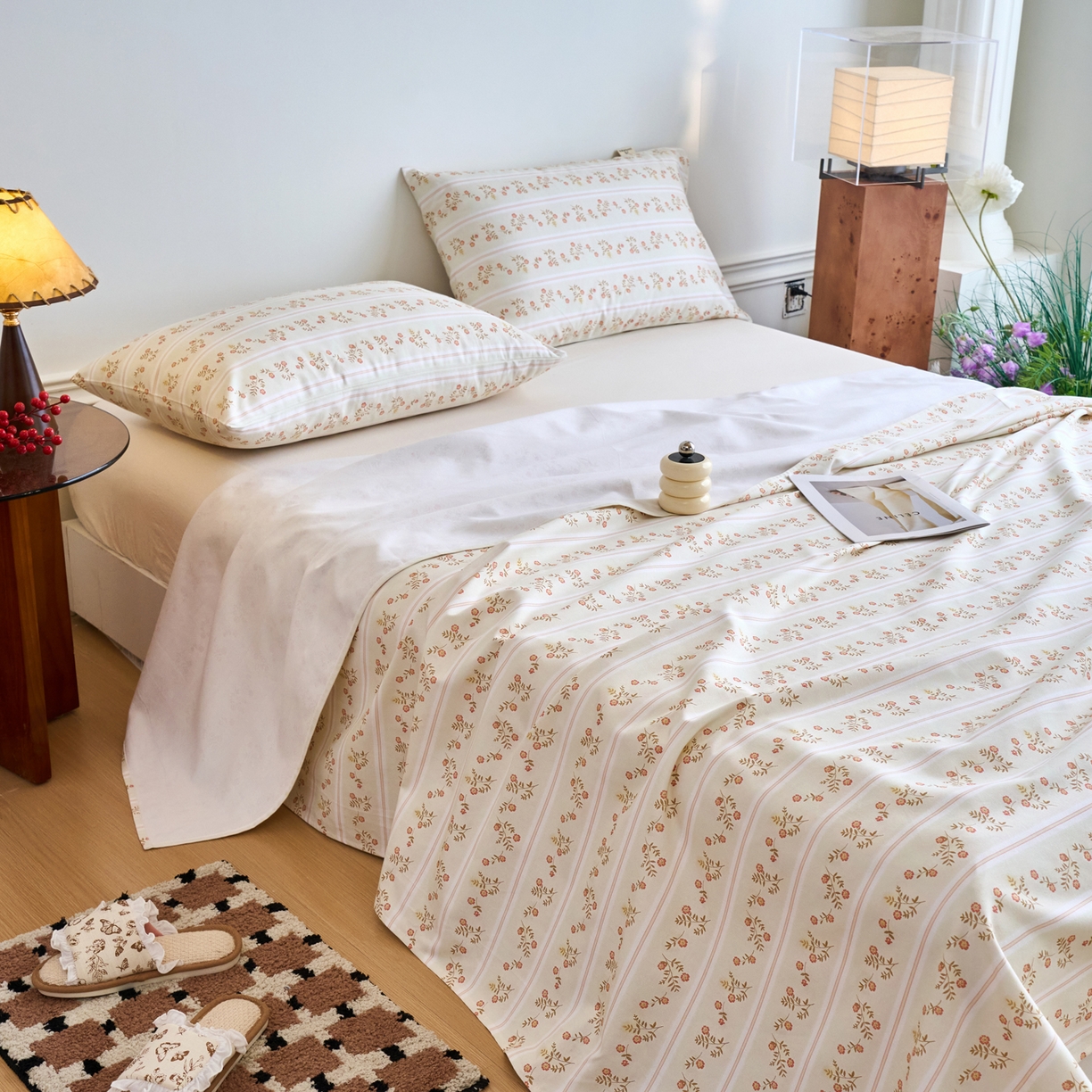 91家纺网 家纺一手货源 找家纺 春皖家纺 2026春夏新品简约款老粗布系列床单单品床单床单单件 知否