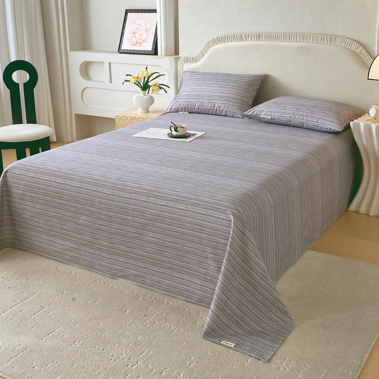 91家纺网 家纺一手货源 找家纺 春皖家纺 2026春夏新品简约款老粗布系列床单单品床单床单单件 知一Y