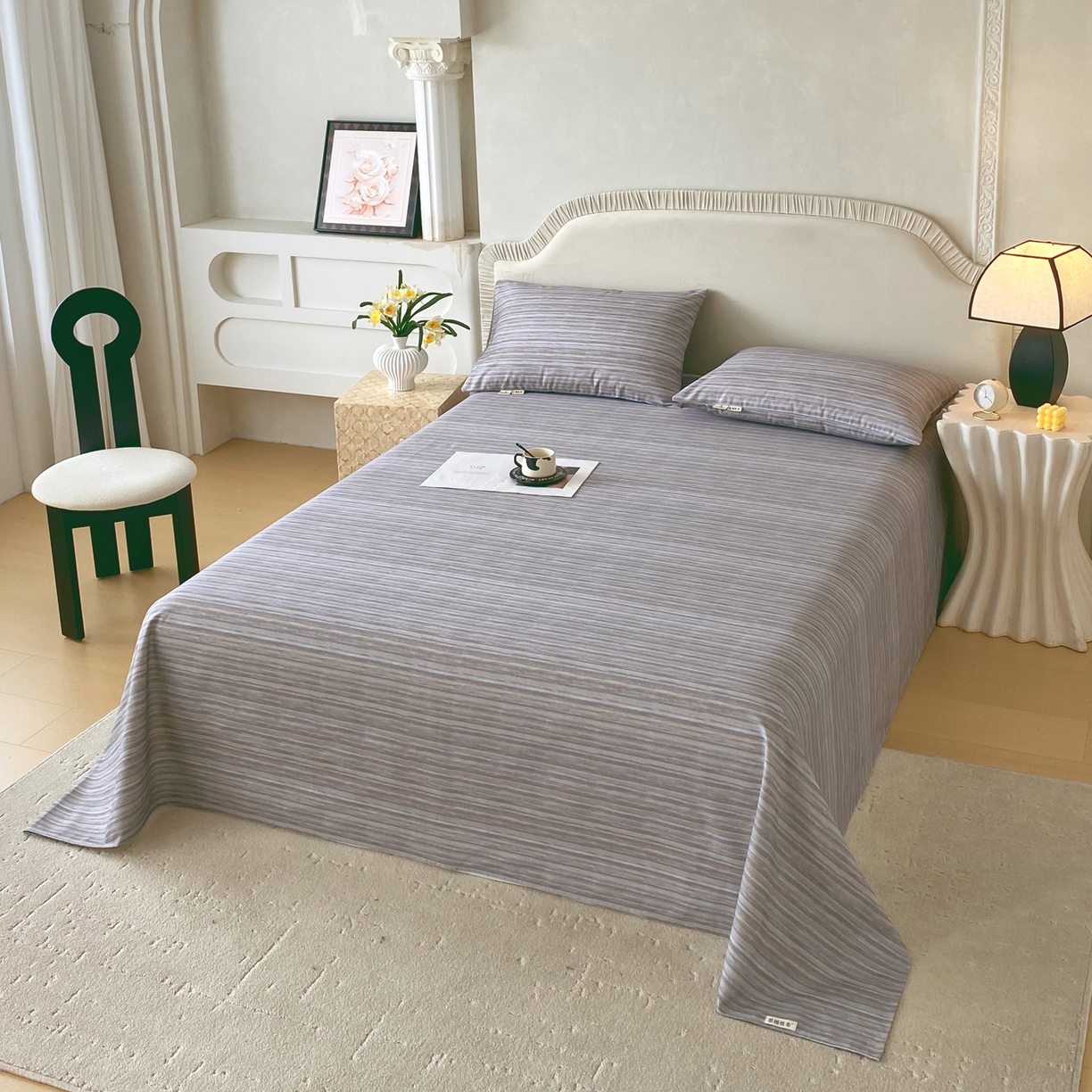 91家纺网 家纺一手货源 找家纺 春皖家纺 2026春夏新品简约款老粗布系列床单单品床单床单单件 知一Y