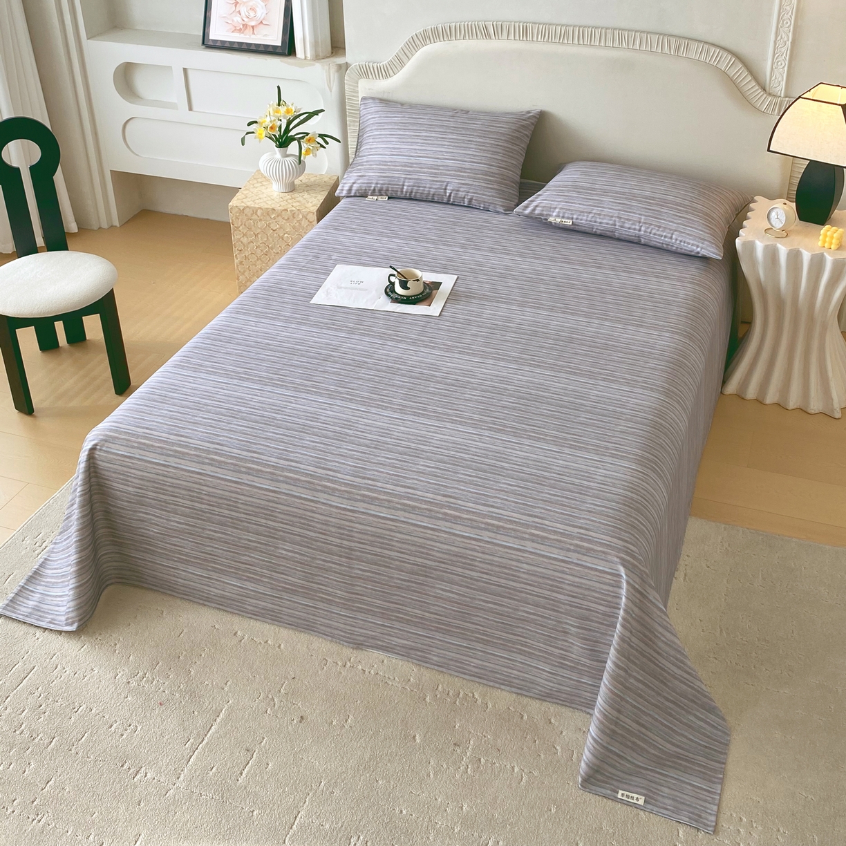 91家纺网 家纺一手货源 找家纺 春皖家纺 2026春夏新品简约款老粗布系列床单单品床单床单单件 知一Y