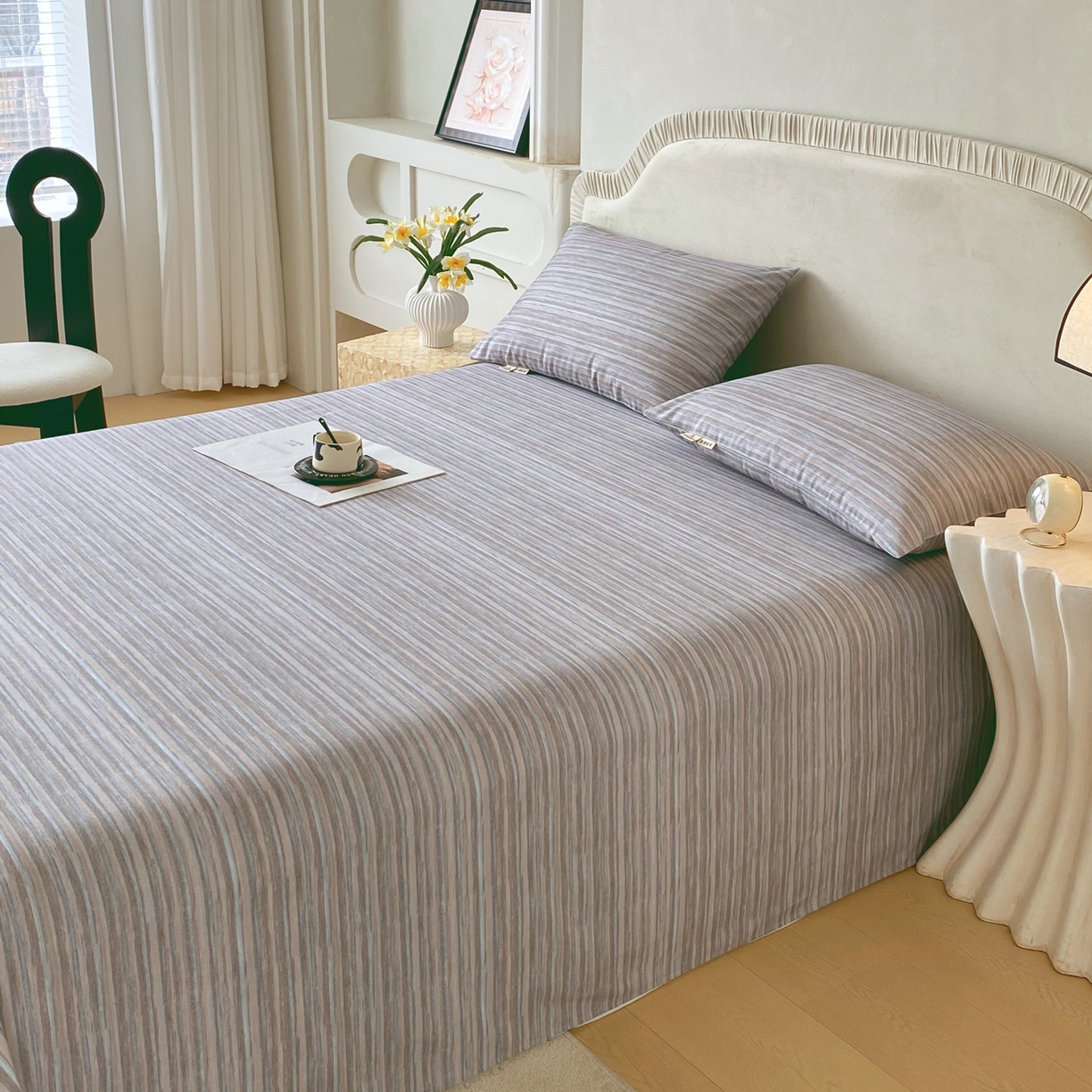 91家纺网 家纺一手货源 找家纺 春皖家纺 2026春夏新品简约款老粗布系列床单单品床单床单单件 知一Y