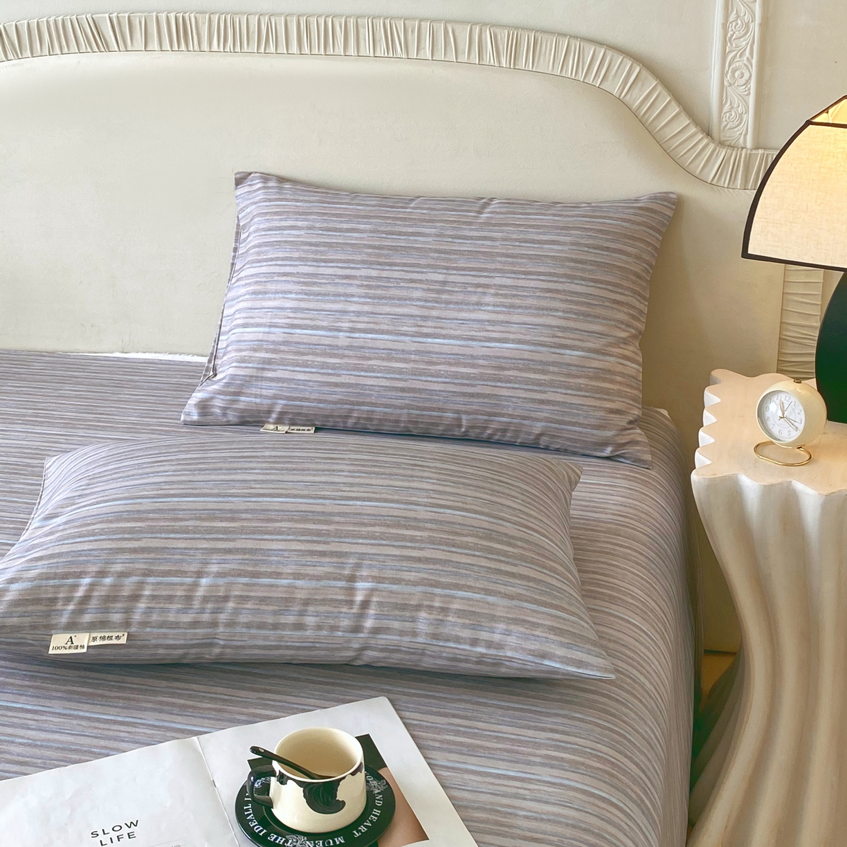 91家纺网 家纺一手货源 找家纺 春皖家纺 2026春夏新品简约款老粗布系列床单单品床单床单单件 知一Y