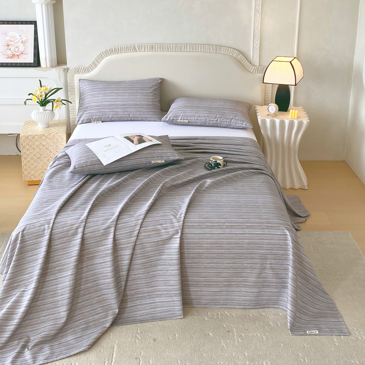 91家纺网 家纺一手货源 找家纺 春皖家纺 2026春夏新品简约款老粗布系列床单单品床单床单单件 知一Y