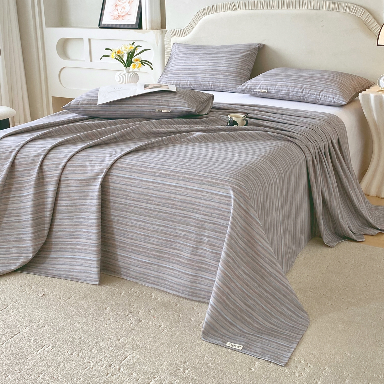 91家纺网 家纺一手货源 找家纺 春皖家纺 2026春夏新品简约款老粗布系列床单单品床单床单单件 知一Y