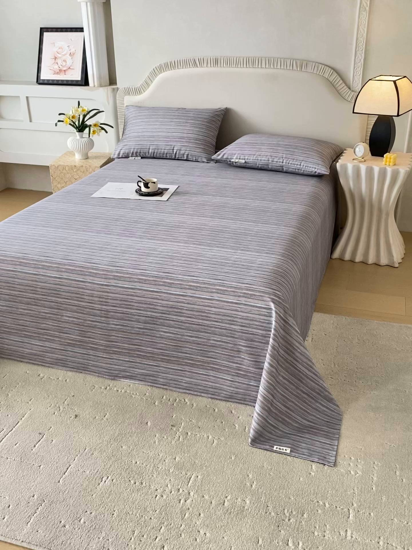 91家纺网 家纺一手货源 找家纺 春皖家纺 2026春夏新品简约款老粗布系列床单单品床单床单单件 知一Y