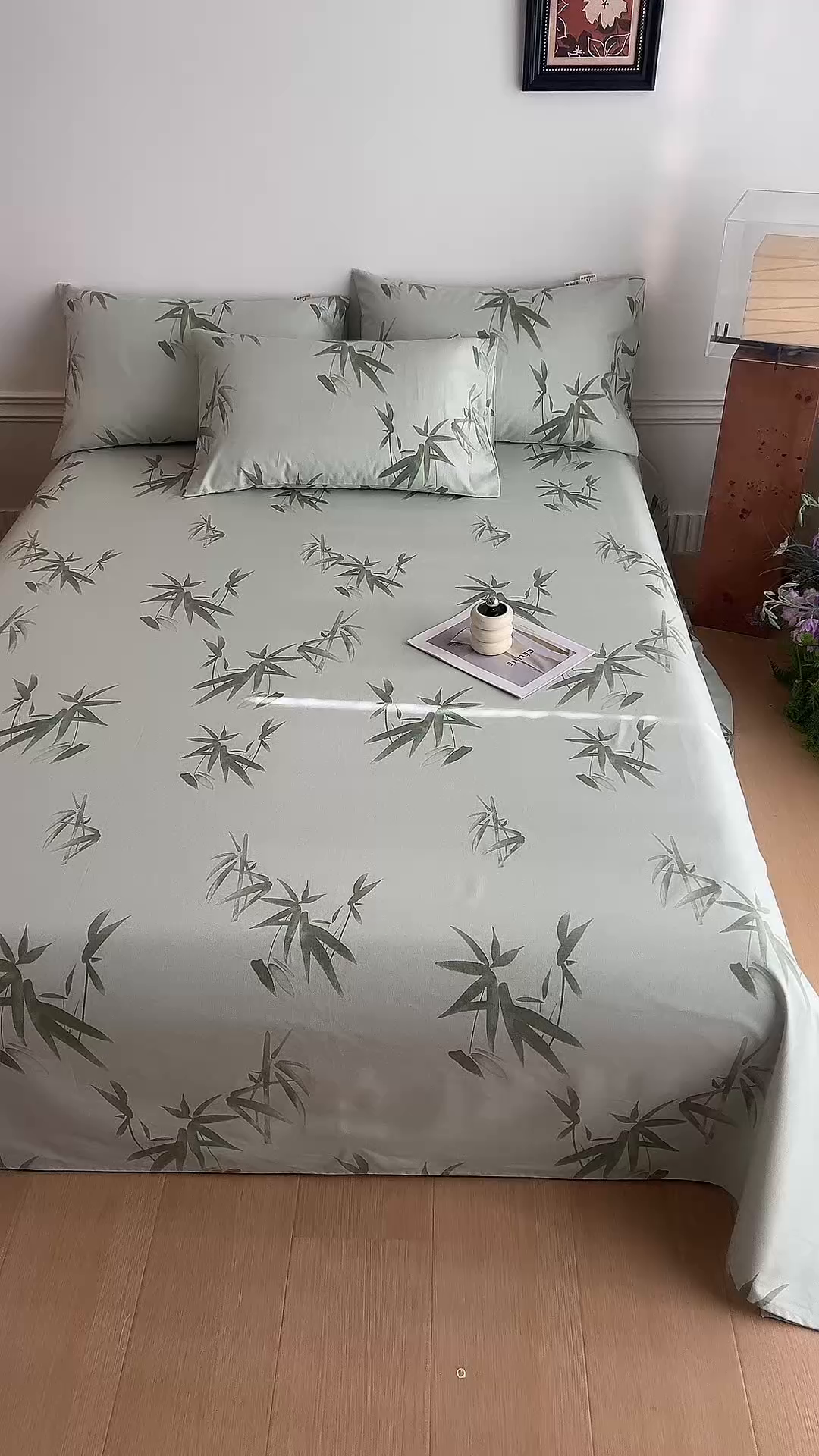 91家纺网 家纺一手货源 找家纺 春皖家纺 2026春夏新品简约款老粗布系列床单单品床单床单单件 竹影（无印款）