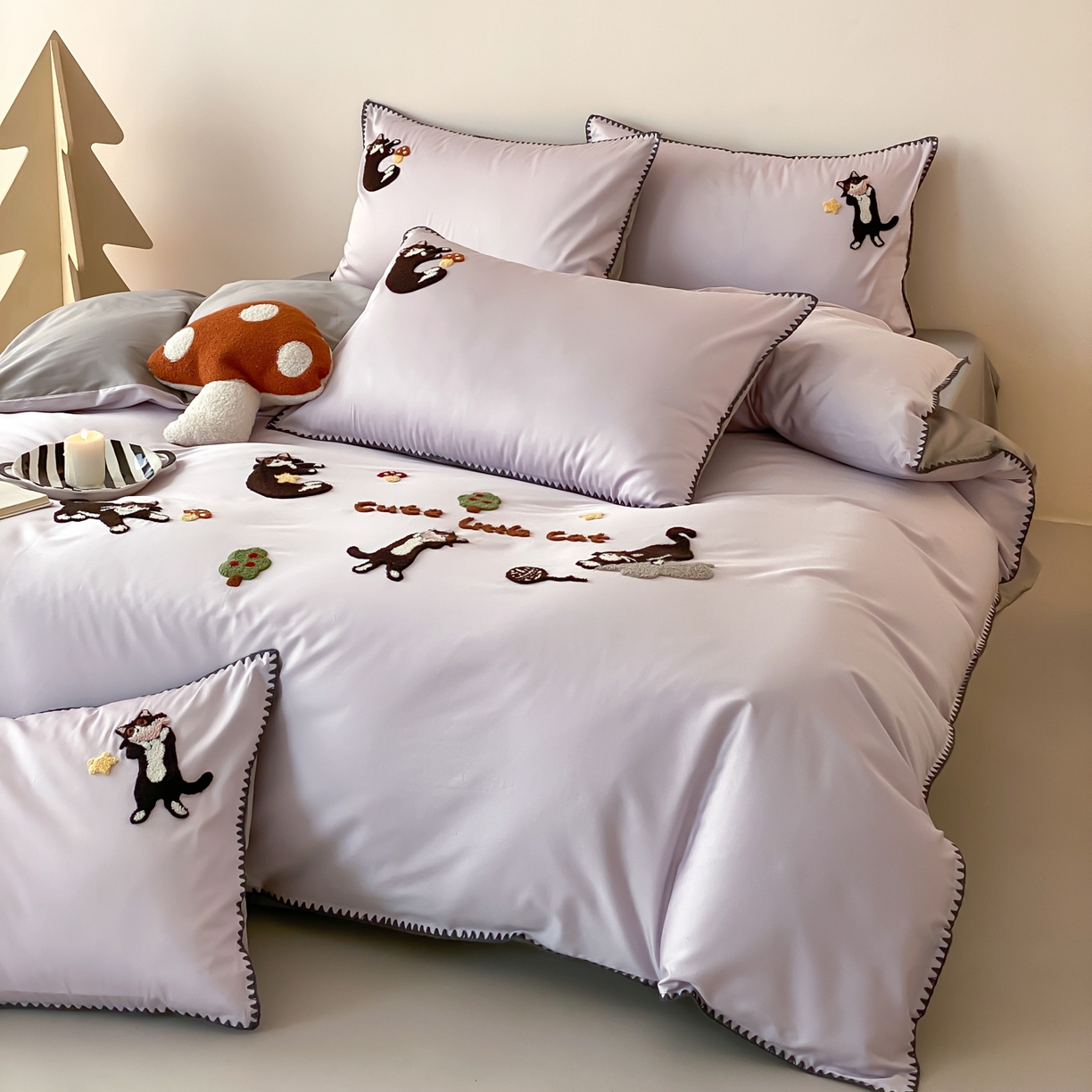 91家纺网 家纺一手货源 找家纺 FORTWO家纺原创设计（FOR TWO家纺） 2026新款50长绒棉纯棉双针毛巾绣四件套 （券前）基础价不低于小号268元，中号348元，大号388元 床笠加10元 顽皮猫