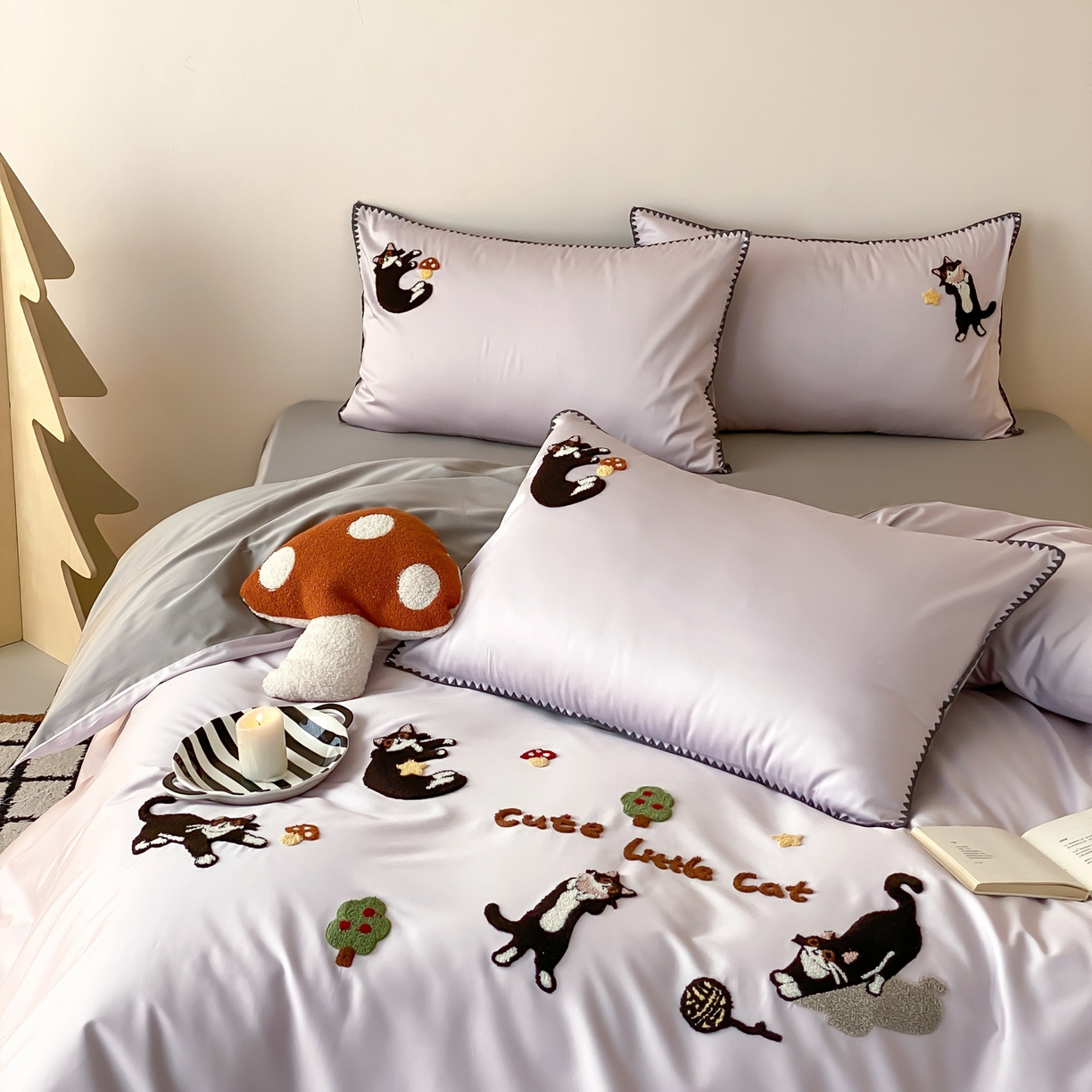 91家纺网 家纺一手货源 找家纺 FORTWO家纺原创设计（FOR TWO家纺） 2026新款50长绒棉纯棉双针毛巾绣四件套 （券前）基础价不低于小号268元，中号348元，大号388元 床笠加10元 顽皮猫