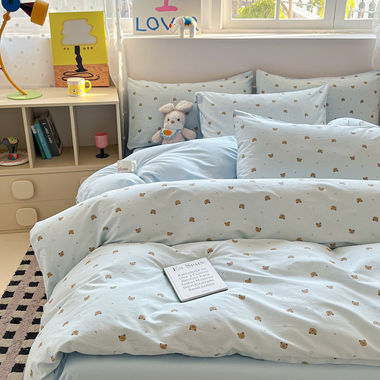 柠馨 2026春夏新款13372全棉纯棉印花单被套 被套单件-芙拉系列 元气熊-蓝