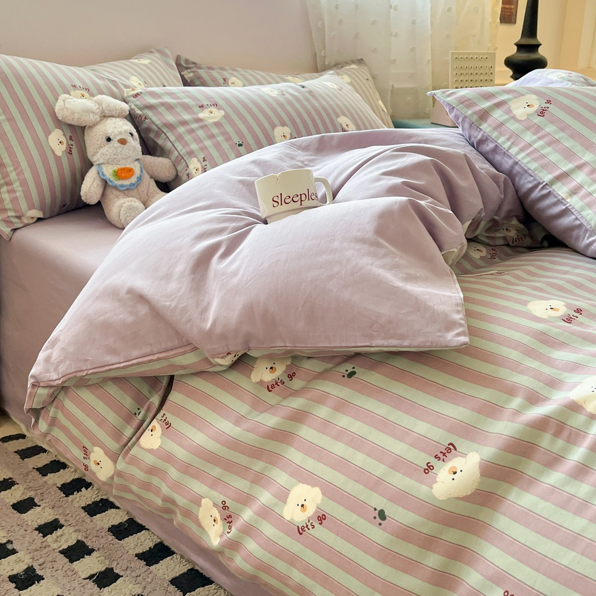 91家纺网 家纺一手货源 找家纺 柠馨 2026春夏新款13372全棉纯棉印花单被套 被套单件-芙拉系列 棉花星球