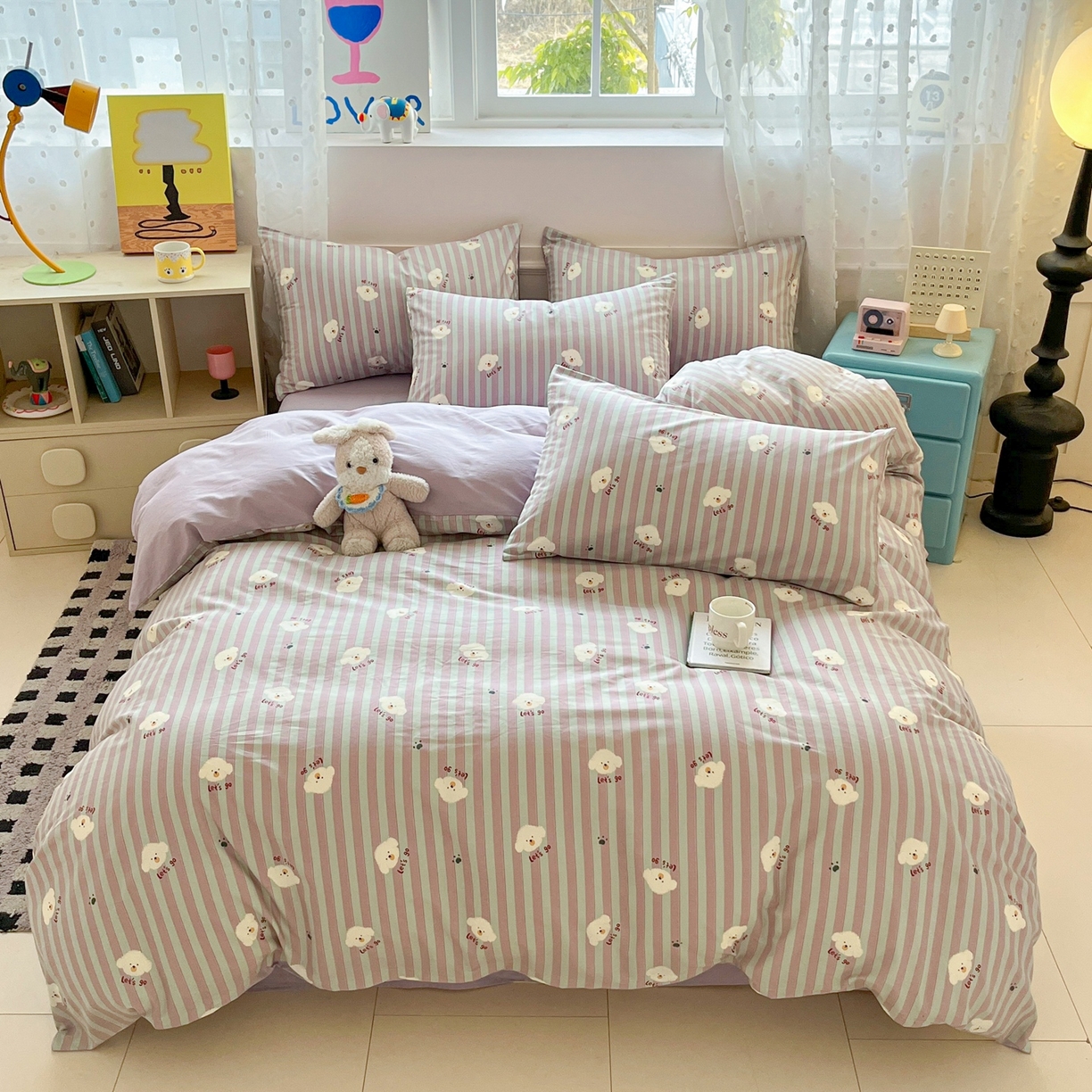 91家纺网 家纺一手货源 找家纺 柠馨 2026春夏新款13372全棉纯棉印花单被套 被套单件-芙拉系列 棉花星球