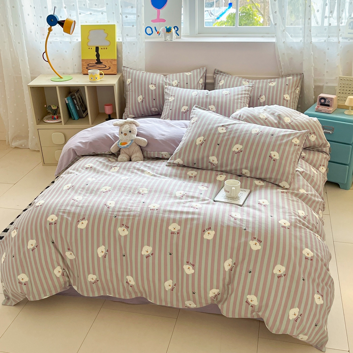 91家纺网 家纺一手货源 找家纺 柠馨 2026春夏新款13372全棉纯棉印花单被套 被套单件-芙拉系列 棉花星球