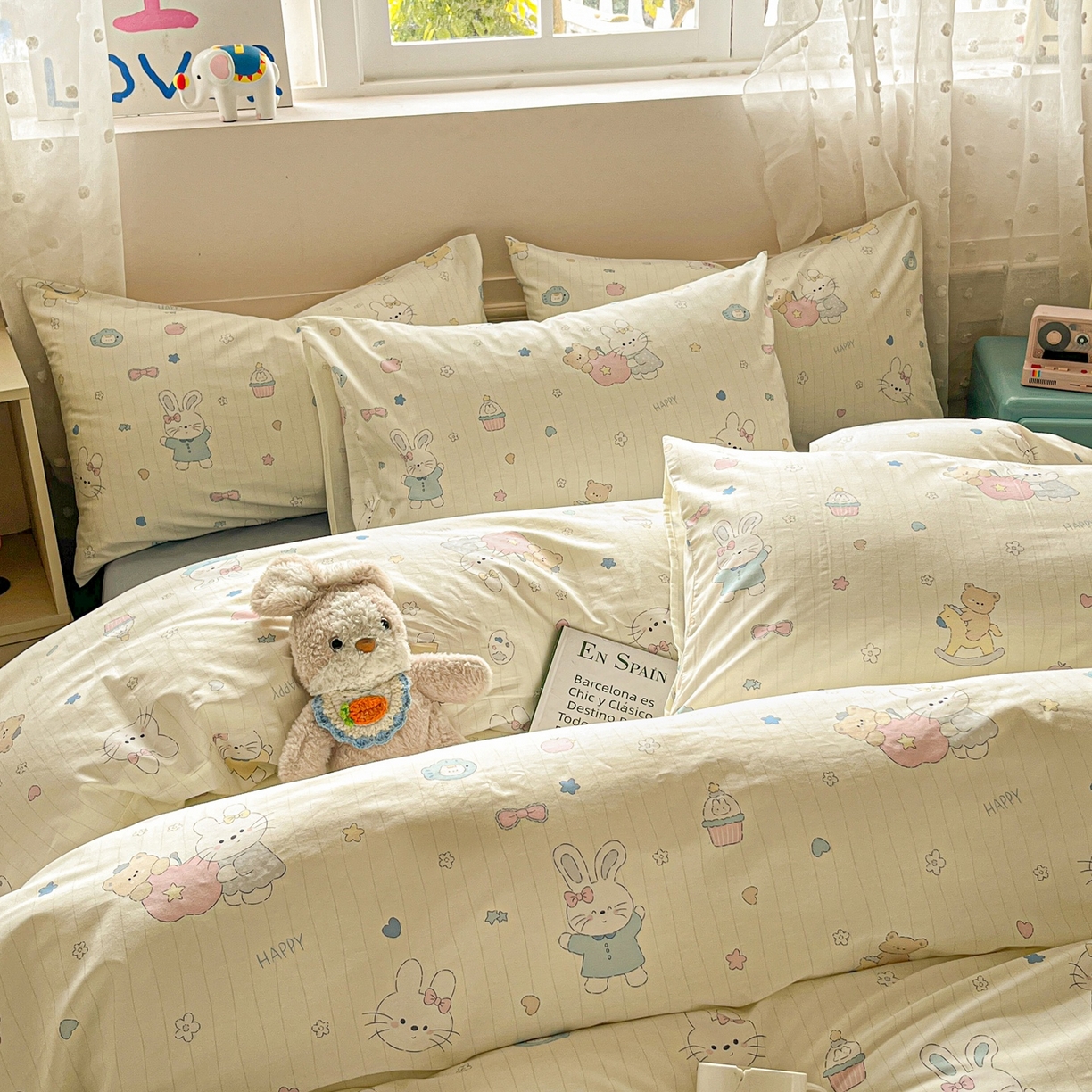 91家纺网 家纺一手货源 找家纺 柠馨 2026春夏新款13372全棉纯棉印花单被套 被套单件-芙拉系列 软萌喵呜