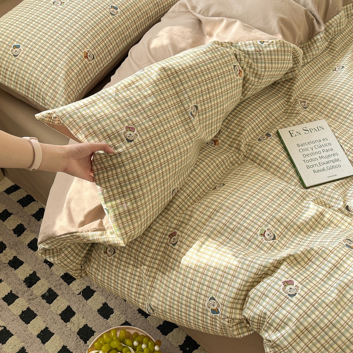 91家纺网 家纺一手货源 找家纺 柠馨 2026春夏新款13372全棉纯棉印花单被套 被套单件-芙拉系列 甜美博士